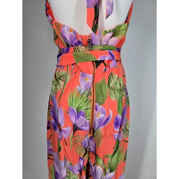New! ALICE & OLIVIA CYRUS CORAL FLORAL JUMPSUIT HALTER SIZE 10 - Picture 7 of 12